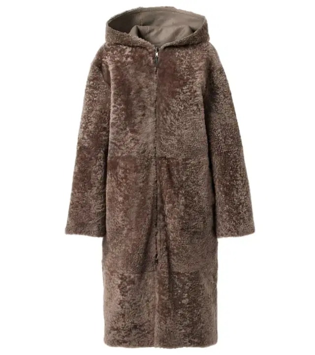 Joseph Reversible shearling and leather hooded coat