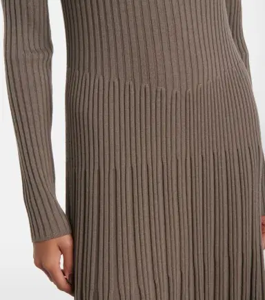 Joseph Ribbed-knit pleated wool midi dress | Thumbnail 6