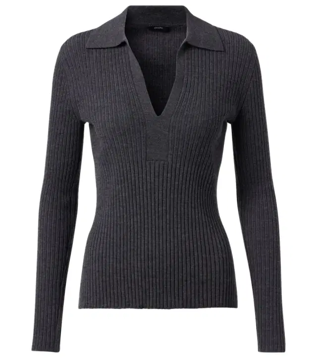 Joseph Ribbed-knit wool polo shirt