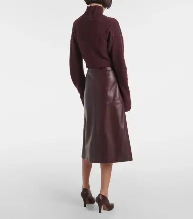 Joseph Leather midi skirt | Thumbnail 4
