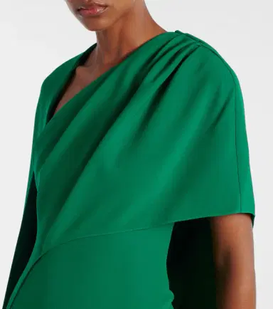 Safiyaa Caped asymmetric crêpe gown | Thumbnail 5