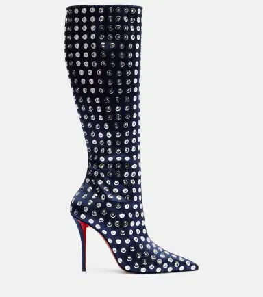 Christian Louboutin Miss Z 100 embellished satin knee-high boots | Thumbnail 2