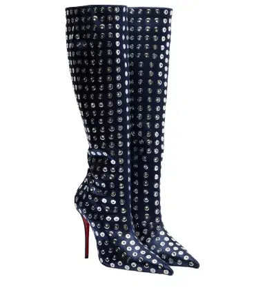 Christian Louboutin Miss Z 100 embellished satin knee-high boots | Thumbnail 1