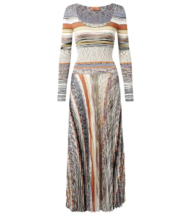Missoni Knitted pleated striped maxi dress
