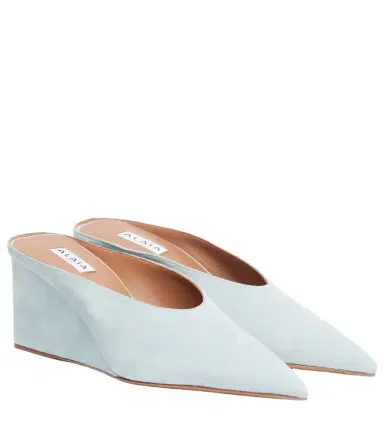Alaïa Alaïa Cube 75 suede wedge mules | Thumbnail 1 Alaïa Alaïa Cube 75 suede wedge mules | Thumbnail 1