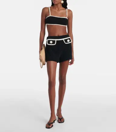 ADRIANA DEGREAS High-rise cotton-blend terry shorts | Thumbnail 2
