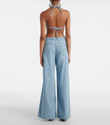 Area Embellished floral-appliqué wide-leg jeans | Thumbnail 3