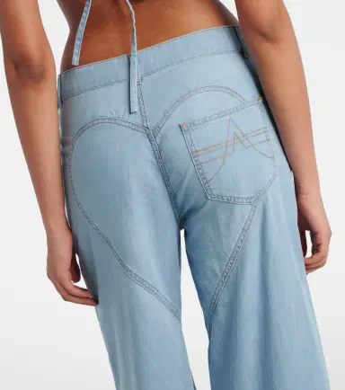 Area Embellished floral-appliqué wide-leg jeans | Thumbnail 5