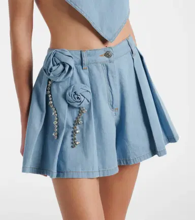 Area Floral-appliqué denim shorts | Thumbnail 5