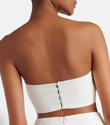 ADRIANA DEGREAS Embellished cotton-blend bandeau top | Thumbnail 3