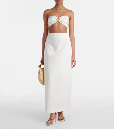 ADRIANA DEGREAS Embellished cotton-blend bandeau top | Thumbnail 4