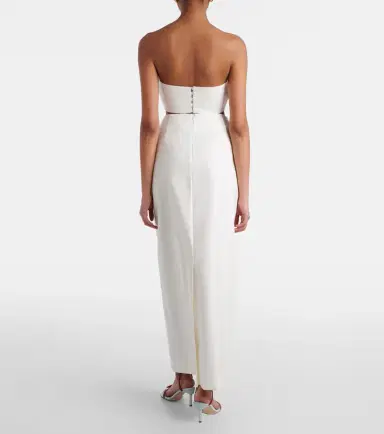 ADRIANA DEGREAS Embellished cotton-blend bandeau top | Thumbnail 5