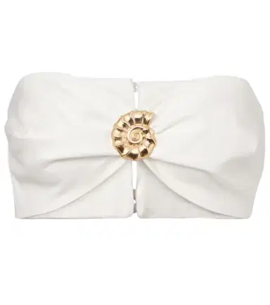 ADRIANA DEGREAS Embellished cotton-blend bandeau top | Thumbnail 1