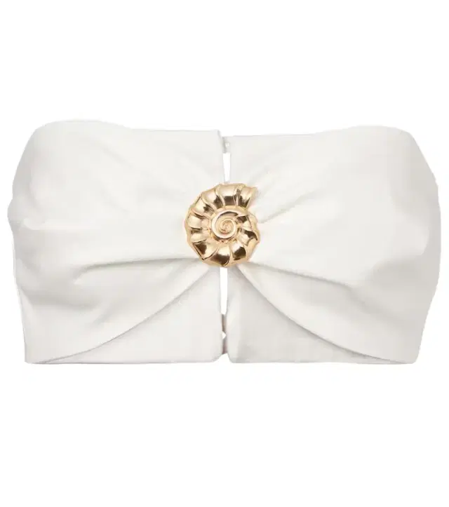 ADRIANA DEGREAS Embellished cotton-blend bandeau top
