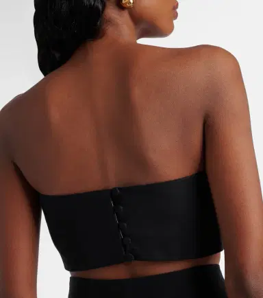 ADRIANA DEGREAS Embellished cotton-blend bandeau top | Thumbnail 2