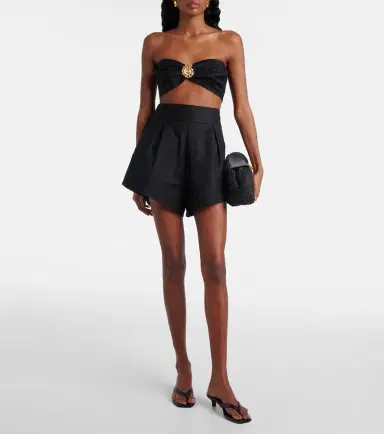 ADRIANA DEGREAS Embellished cotton-blend bandeau top | Thumbnail 3