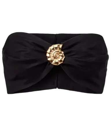 ADRIANA DEGREAS Embellished cotton-blend bandeau top | Thumbnail 1