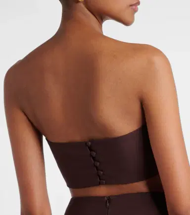 ADRIANA DEGREAS Embellished cotton-blend bandeau top | Thumbnail 2