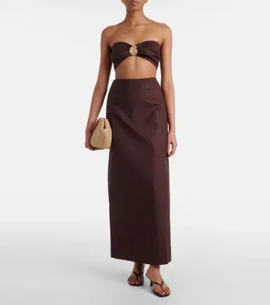ADRIANA DEGREAS Embellished cotton-blend bandeau top | Thumbnail 4