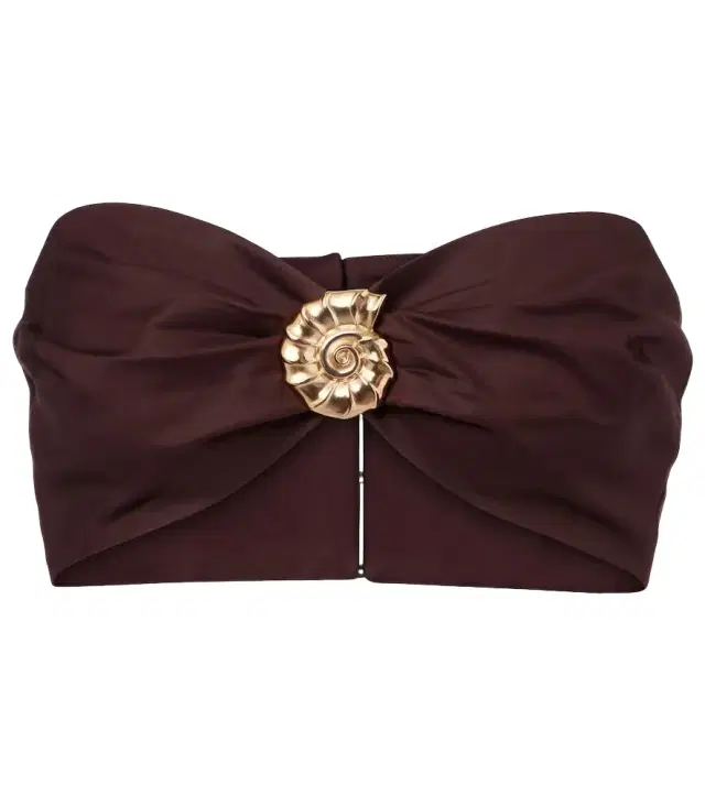 ADRIANA DEGREAS Embellished cotton-blend bandeau top