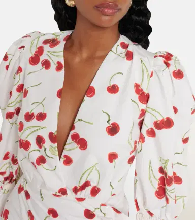 ADRIANA DEGREAS Puff-sleeve cotton-blend minidress | Thumbnail 2