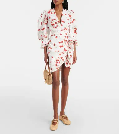 ADRIANA DEGREAS Puff-sleeve cotton-blend minidress | Thumbnail 5