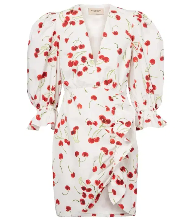 ADRIANA DEGREAS Puff-sleeve cotton-blend minidress