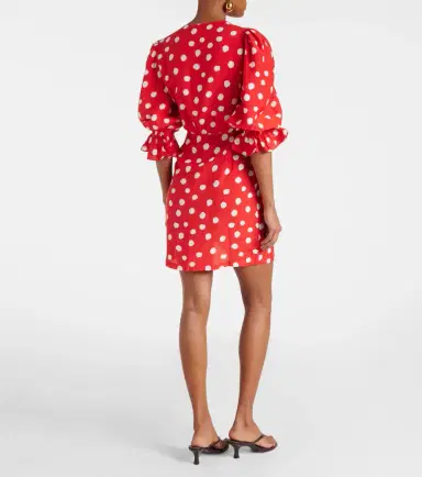 ADRIANA DEGREAS Polka-dot ruffled minidress | Thumbnail 4