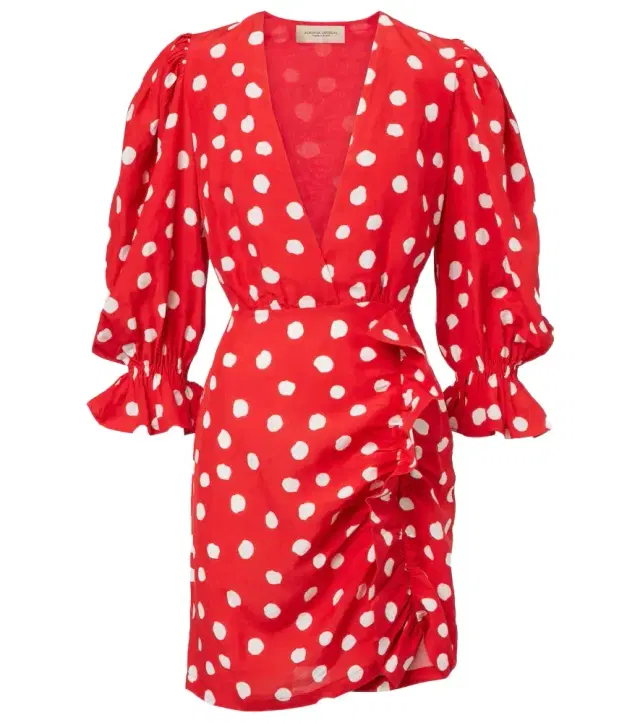 ADRIANA DEGREAS Polka-dot ruffled minidress