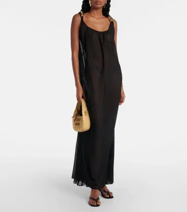 ADRIANA DEGREAS Holiday embellished chiffon maxi dress | Thumbnail 2