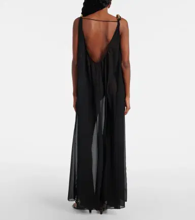 ADRIANA DEGREAS Holiday embellished chiffon maxi dress | Thumbnail 4