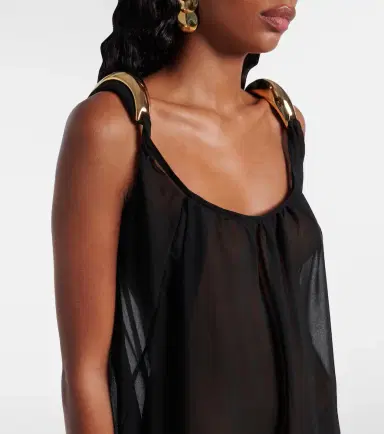 ADRIANA DEGREAS Holiday embellished chiffon maxi dress | Thumbnail 5