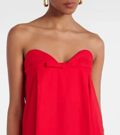 ADRIANA DEGREAS Bow-detail cotton-blend maxi dress | Thumbnail 3