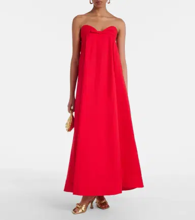 ADRIANA DEGREAS Bow-detail cotton-blend maxi dress | Thumbnail 4