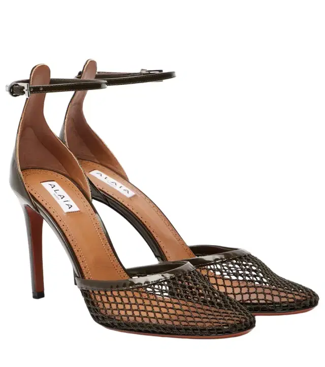 Alaia Alaïa 90 mesh and patent leather pumps