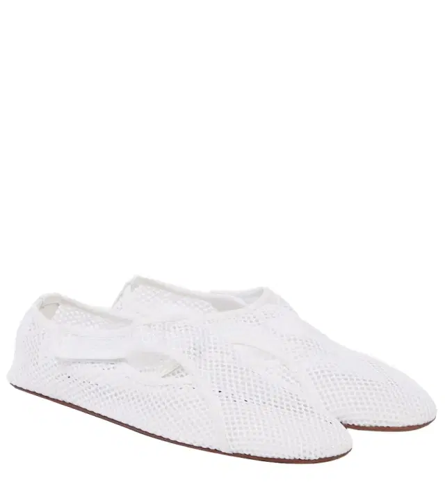 Alaia Alaïa Flex leather-trimmed mesh ballet flats