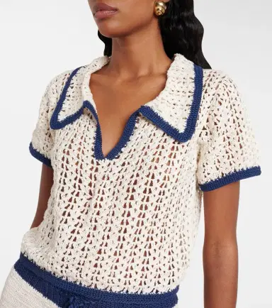 Anna Kosturova Coastal crochet cotton polo shirt | Thumbnail 2