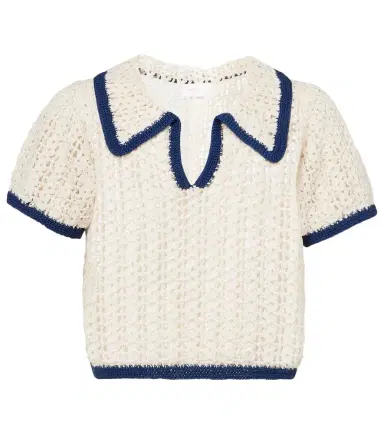 Anna Kosturova Coastal crochet cotton polo shirt | Thumbnail 1