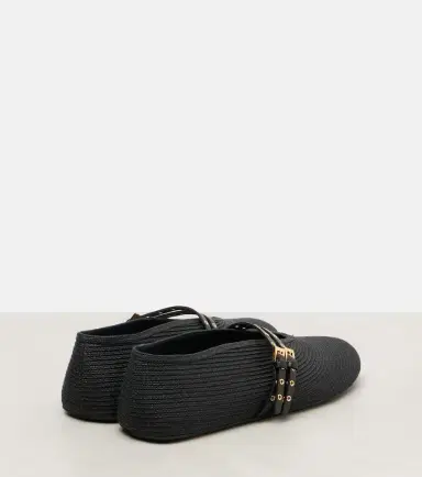 Alaïa Alaïa Leather-trimmed ballet flats | Thumbnail 3 Alaïa Alaïa Leather-trimmed ballet flats | Thumbnail 3