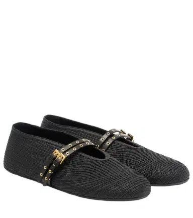 Alaïa Alaïa Leather-trimmed ballet flats | Thumbnail 1 Alaïa Alaïa Leather-trimmed ballet flats | Thumbnail 1