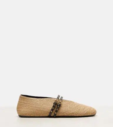 Alaïa Alaïa Leather-trimmed straw ballet flats | Thumbnail 3