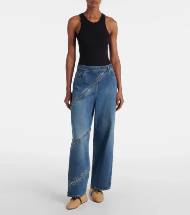 Alaïa Alaïa Leather-trimmed straw ballet flats | Thumbnail 5