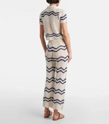 Anna Kosturova Nautical chevron crochet cotton shirt | Thumbnail 2
