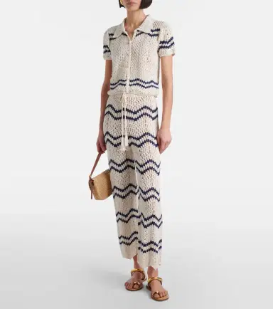 Anna Kosturova Nautical chevron crochet cotton shirt | Thumbnail 3