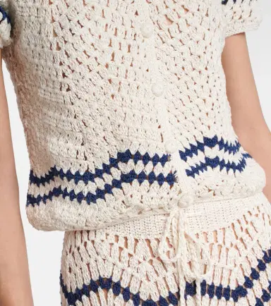 Anna Kosturova Nautical chevron crochet cotton shirt | Thumbnail 5