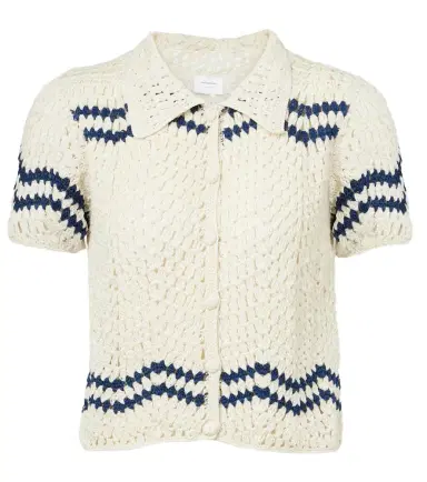 Anna Kosturova Nautical chevron crochet cotton shirt | Thumbnail 1