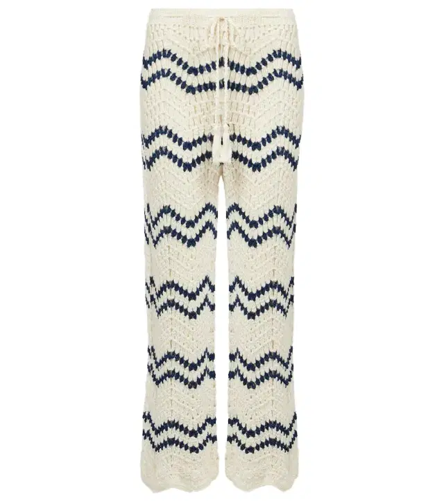 Anna Kosturova Nautical crochet cotton wide-leg pants