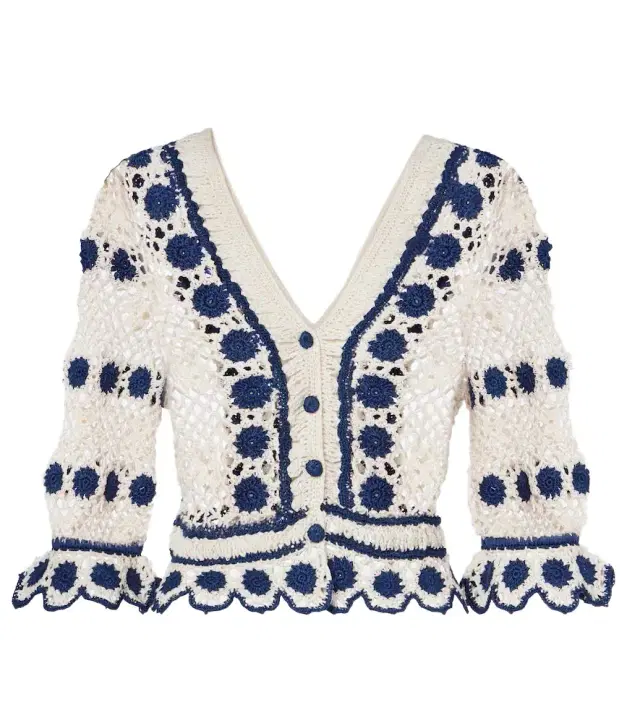 Anna Kosturova Bouquette crochet cotton cardigan