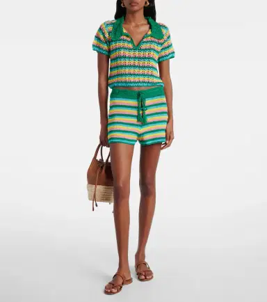 Anna Kosturova Striped crochet cotton polo shirt | Thumbnail 2