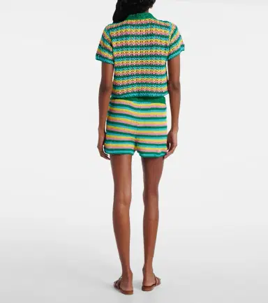 Anna Kosturova Striped crochet cotton polo shirt | Thumbnail 3